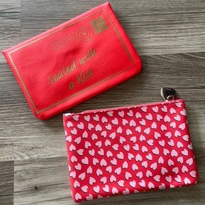 🆕 2 Makeup Bags Valentines Hearts & Kiss